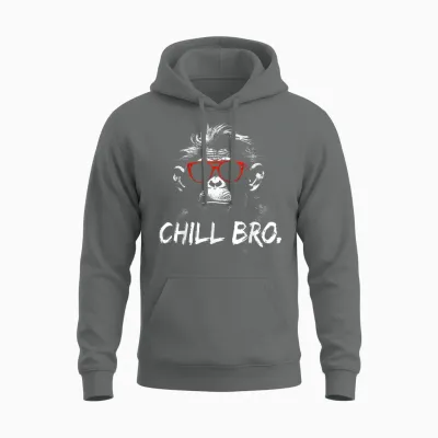 Chill Bro Cool Monkey with Sunglasses Gift Idea Gamer T-Shirt, Black Unisex Hoodie - Graphite Heather