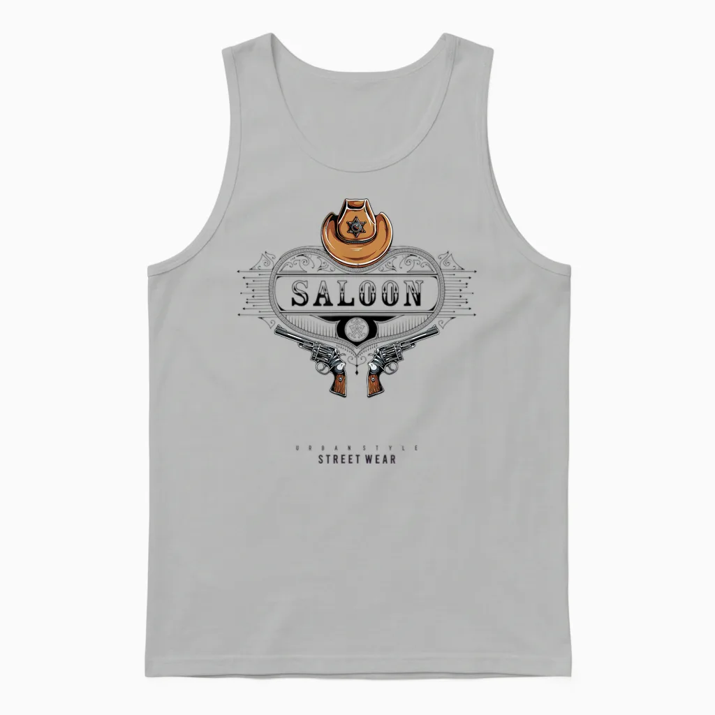 Wild West Saloon: Cowboy-Klassiker Unisex Tank Top in Ash