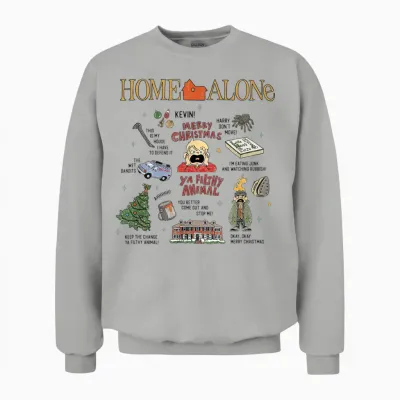Home Alone Christmas Iconic Moments Doodle Chart Unisex Sweatshirt - Ash