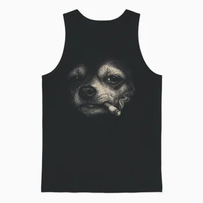 Dog Smoking Cigarette Funny Chihuahua Meme Unisex Tank Top - Black