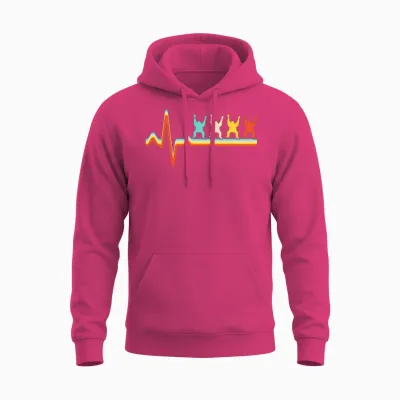 Orang Utan Retro Heartbeat Unisex Hoodie - Heliconia