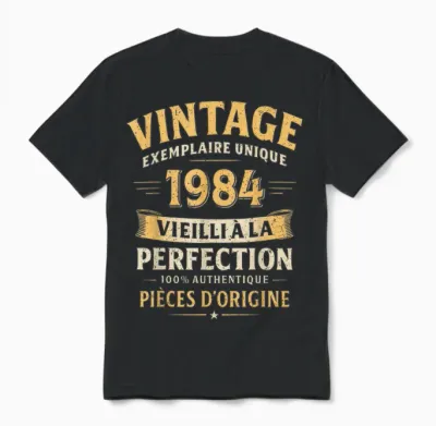 Cadeau Anniversaire 42 Ans Humour Vintage 1984 42 Ans Homme Unisex T-Shirt - Black