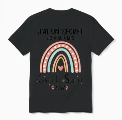 Femme Grande Soeur 2027 J'ai Un Secret Je Vais Etre Grande Soeur Unisex T-Shirt - Black