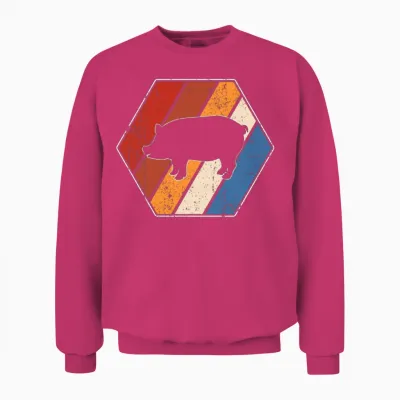 Pig Retro Unisex Sweatshirt - Heliconia