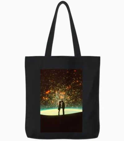 Cosmic Kiss Tote Bags - Black