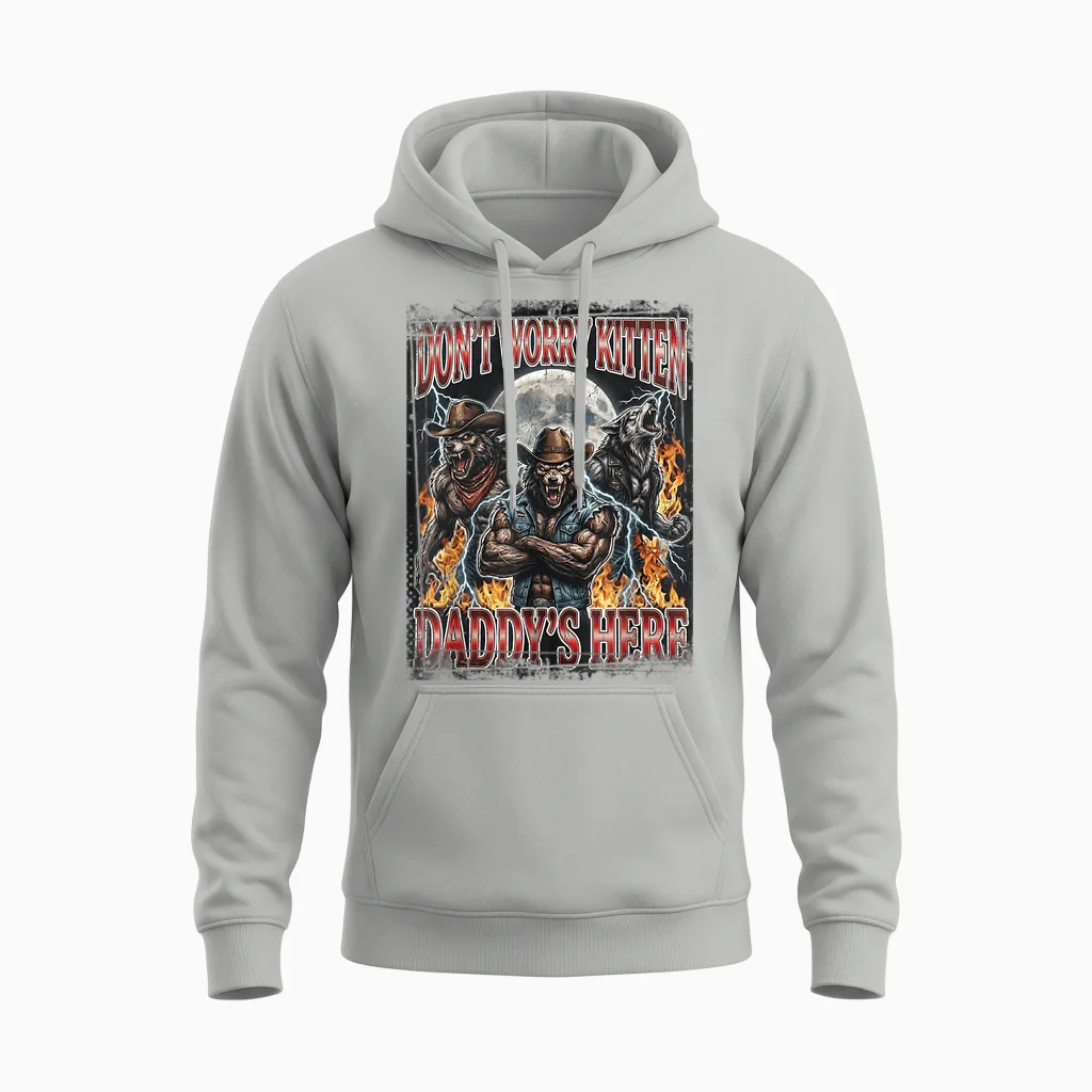 Daddy's Here Cowboy T-Shirt Pack of 3 Unisex Hoodie in Ash