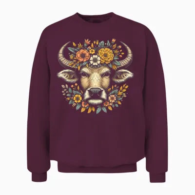 Couronne Florale De Buffle D'eau Unisex Sweatshirt - Maroon