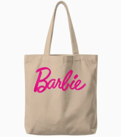 Barbie Official Barbie Logo Ladies T-Shirt, Black Tote Bags - Natural