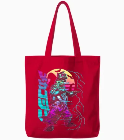 Godzilla Neon Mechagodzilla Tote Bags - Red