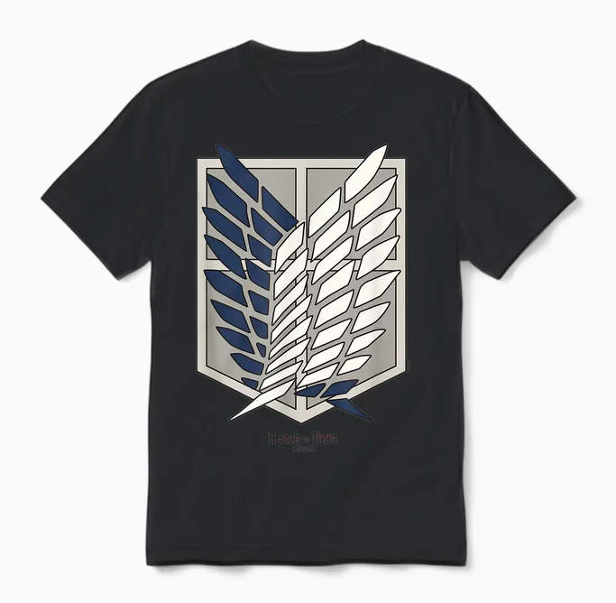 Attack on Titan Scout Regiment Shield Aot Anime Unisex T-Shirt in Black