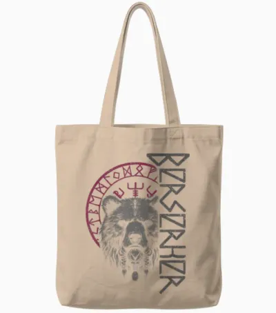 Berserker Viking Norse Mythology Bear Warrior Compass T-Shirt, Black, S Tote Bags - Natural