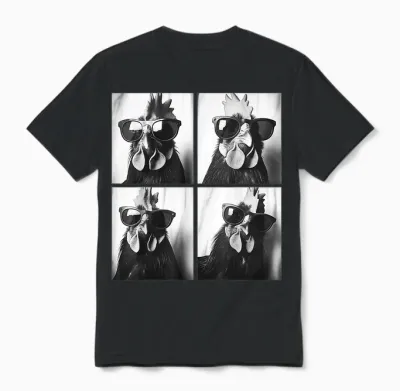 Hahn Wearing Sunglasses Photobooth Selfie Farm Chicken Unisex T-Shirt - Black