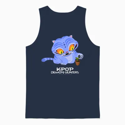 Kpop Demon Hunters Cute Derpy Tiger Cartoon Unisex Tank Top - Navy