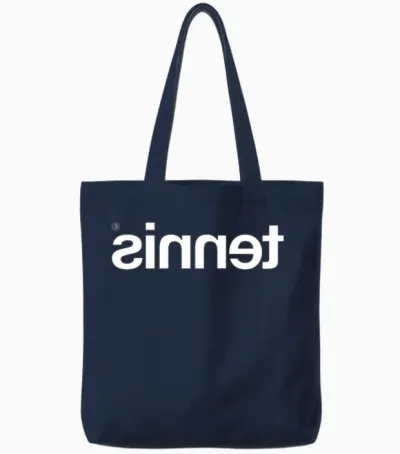 Tennis Backwards in a White Font Tote Bags - Navy