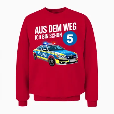 Kinder 5. Geburtstag Polizei 5 Jahre Kinder Junge Ich Bin Schon 5 Unisex Sweatshirt - Red
