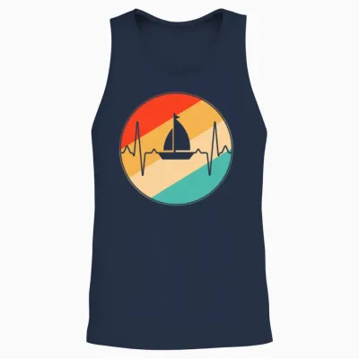 Sailing Retro Heartbeat Unisex Tank Top - Navy