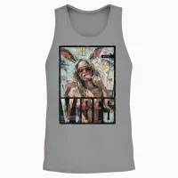 Vintage Girl Magazine Cover Sexy Model Pin-Up T-Shirt, Black Unisex Tank Top in Sport Grey - 2