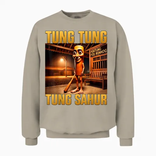 Meme Tung Tung Sahur Brainrot Unisex Sweatshirt - Sand