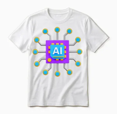 Colorful Ai Chip – Futuristic Tech Circuit Design Unisex T-Shirt - White