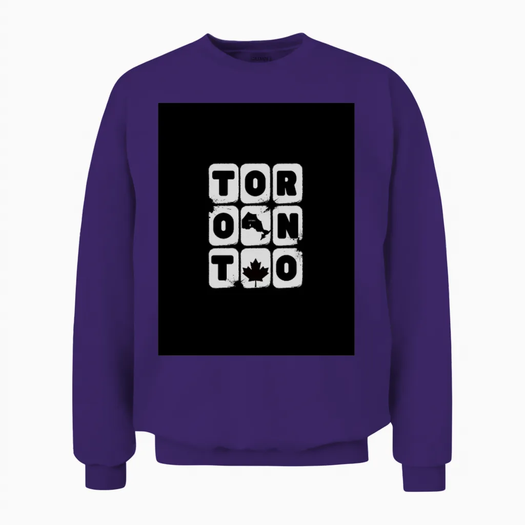 Toronto Explore Travel Illustrative Quote Unisex Sweatshirt in Purple