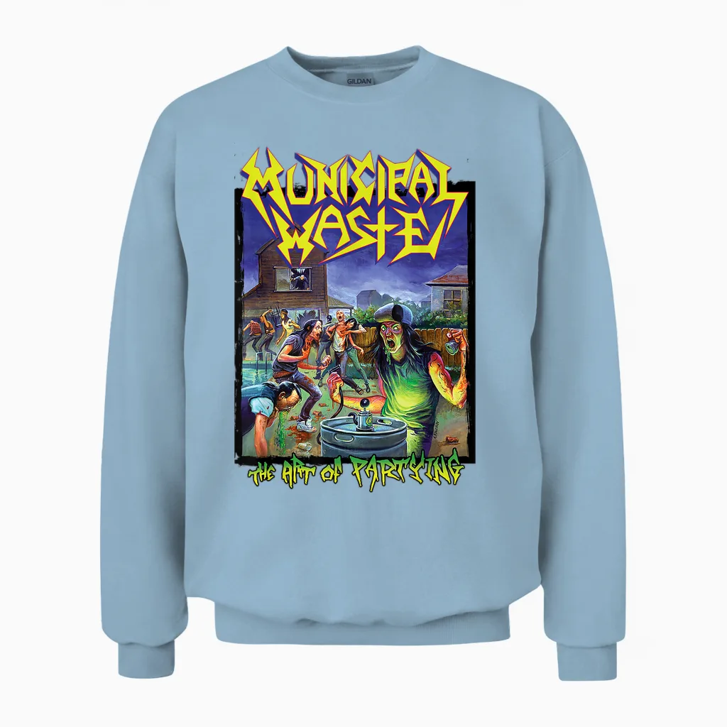 Municipal Waste the Art of Party T-Shirt, Black, S Unisex Sweatshirt in Light Blue