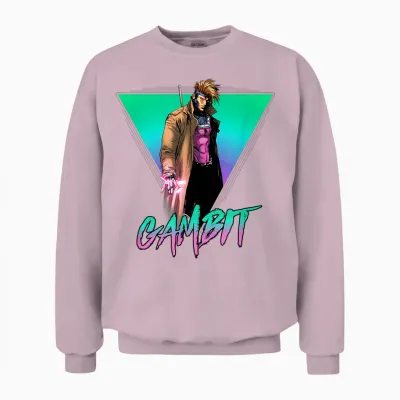 Marvel X-Men Gambit Epic Neon 80's Style Retro Portrait Unisex Sweatshirt - Light Pink