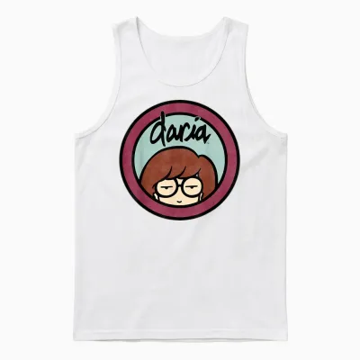 Daria Classic Mint Burgundy Logo Graphic Unisex Tank Top - White