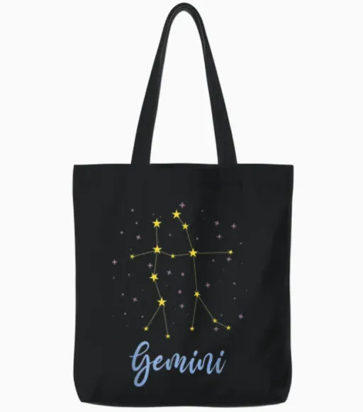 Gemini Season Horoscope Zodiac Symbol Gemini Stars Tote Bags - Black