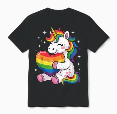 Lgbtq Regenbogen Einhorn Sweet Pride Design Für Kinder Unisex T-Shirt - Black