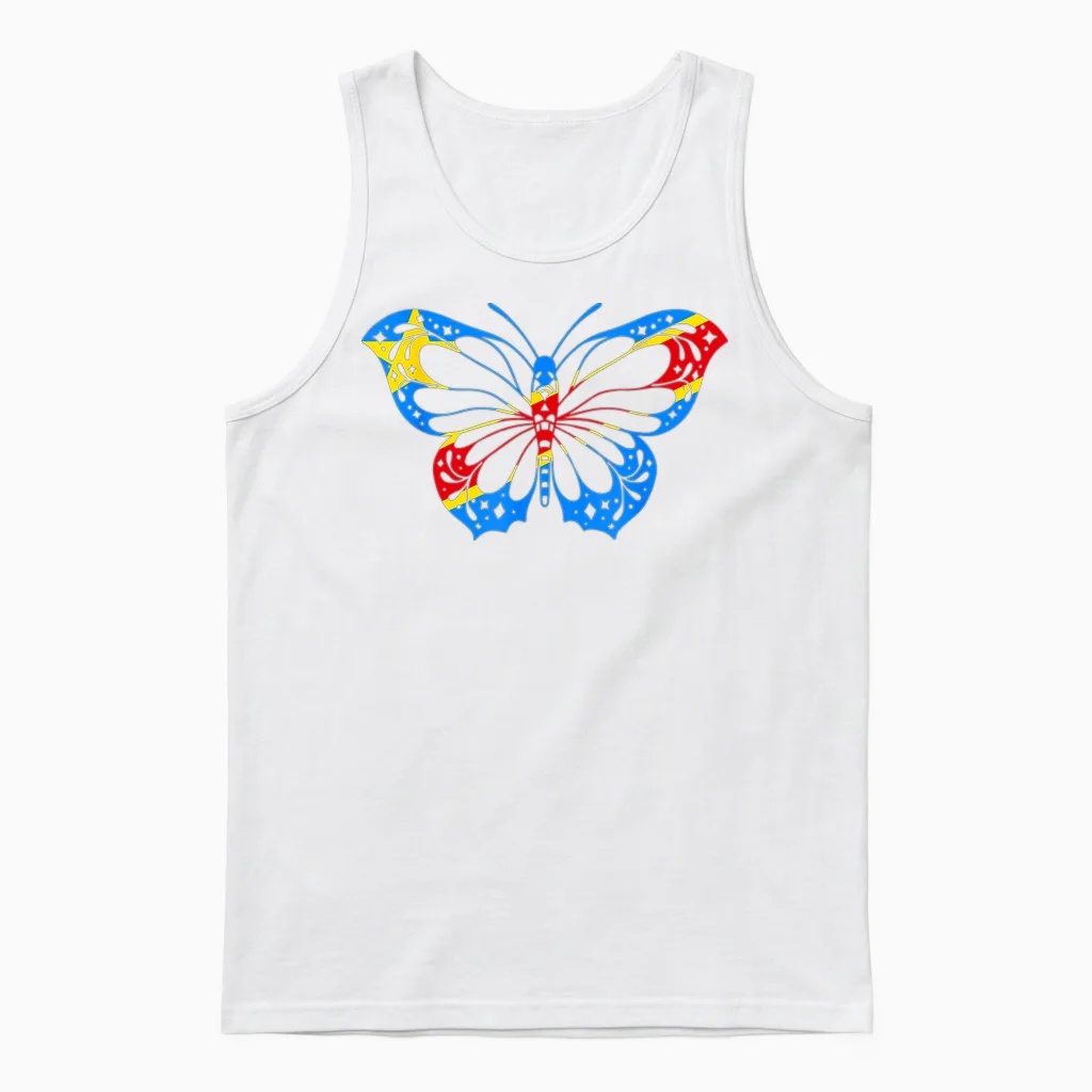 Drapeau Du Congo Papillon Racines Congolaises République Du Congo Rdc Unisex Tank Top in White