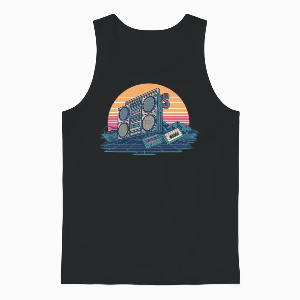 Retro 80s Unisex Tank Top in Black
