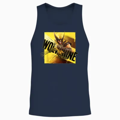 Marvel Wolverine Game Key Art Angled Logo 2026 Video Game Unisex Tank Top - Navy