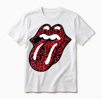 Offizielle the Rolling Stones Leopardenzunge T-Shirt, Schwarz, Unisex Erwachsene, Unisex-Kinder, Kurzarm, T-Shirt, S, Eu 38/40 Unisex T-Shirt - White