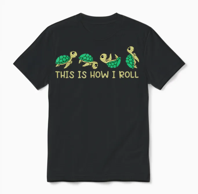 Sea Turtle Lover Kids This Is How I Roll Turtle Unisex T-Shirt in Black