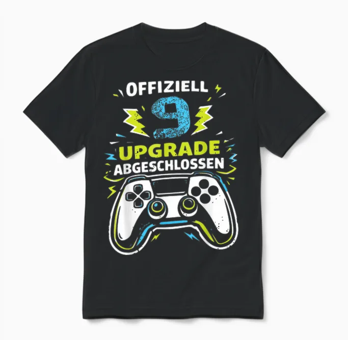 9. Geburtstag Jungen Video Gamer Offiziell 9 Upgrade Jungs Unisex T-Shirt in Black