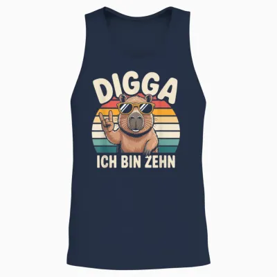 Digga Ich Bin Zehn 10 Geburtstag Junge Capybara Unisex Tank Top - Navy