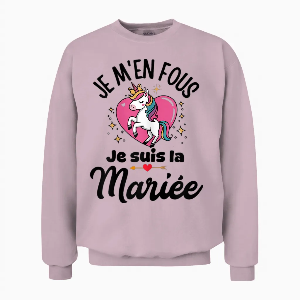 Future Bride Idea Evjf Costume Girl Unicorn T-Shirt, Black, S Unisex Sweatshirt in Light Pink