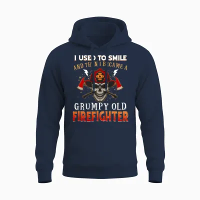 I Becamem a Grumpy Old Firefighter Unisex Hoodie - Navy