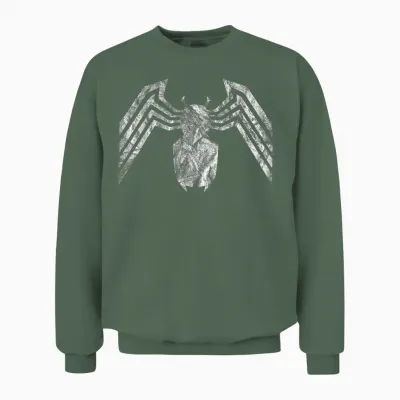 Marvel Venom Emblem White T-Shirt, Black Unisex Sweatshirt - Military Green