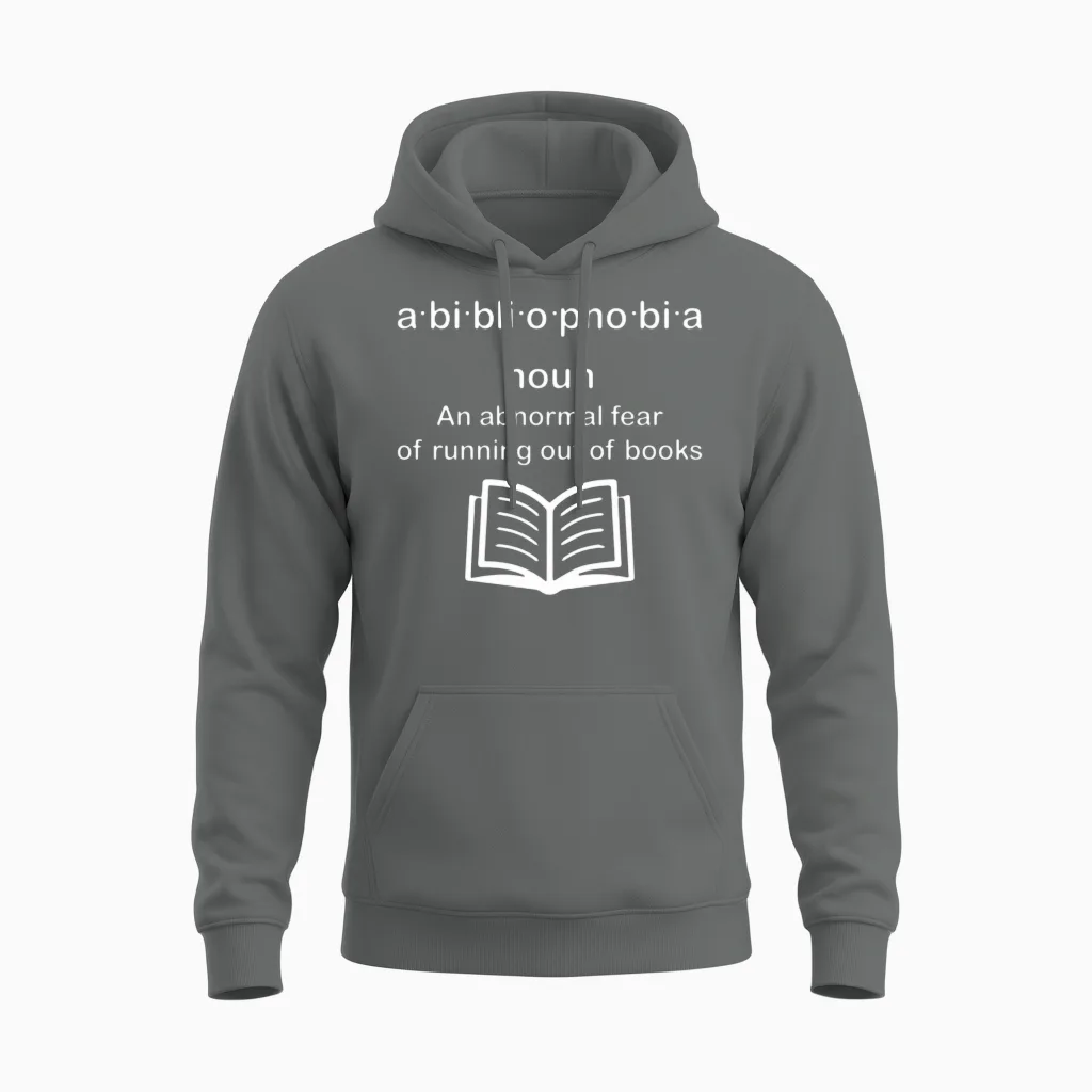Bibliophobia Reading for Book Unisex Hoodie in Graphite Heather