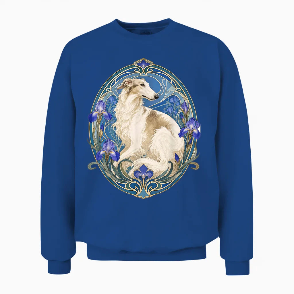 élégant Lévrier Russe Borzoi Art Nouveau Unisex Sweatshirt in Royal