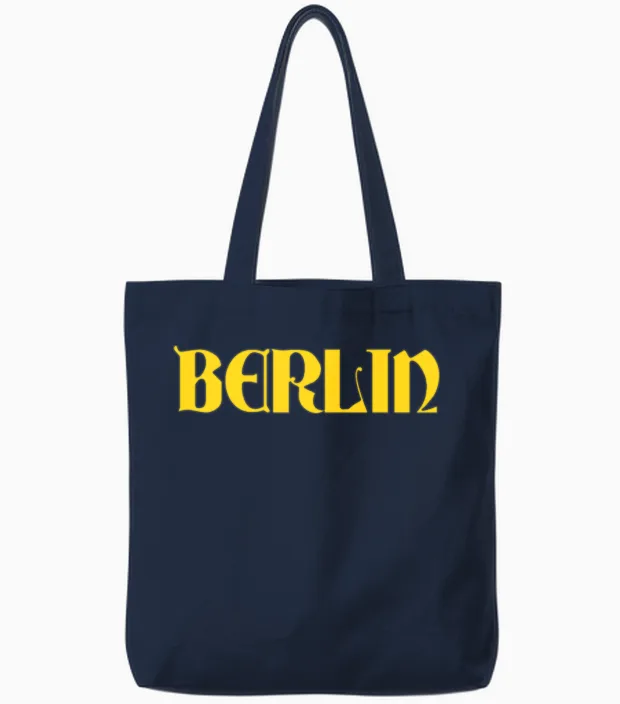 Berlin Berlin Berlin Tote Bags in Navy
