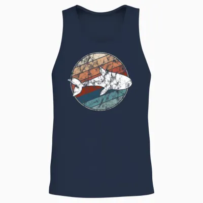 Whale in Retro Style Unisex Tank Top - Navy
