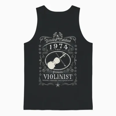 Vintage 1974 Violinist Birthday Gift Violin Player Unisex Tank Top - Black