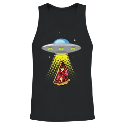 Ufo Pizza Abduction Unisex Tank Top - Black