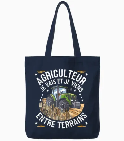 Farmer I Go and I Come Between Fields Humor Gift Tote Bags - Navy