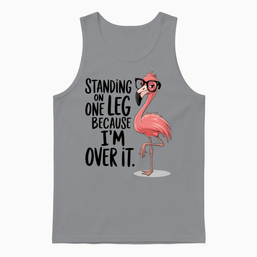 Funny Flamingo Unisex Tank Top in Sport Grey