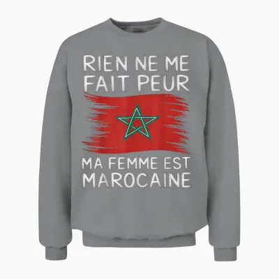 My Wife Is Moroccan Funny Gift Married Morocco Humour Unisex Sweatshirt - Sport Grey