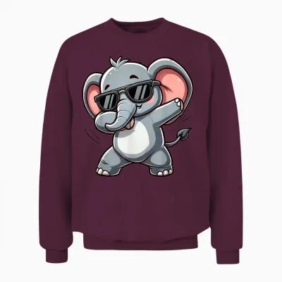 Elephant Dabbing | Cute Elephant Dancing with Elephant Motif T-Shirt, Black Unisex Sweatshirt - Maroon