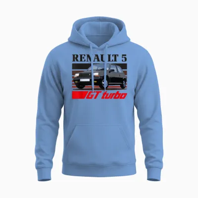 Renault 5 Gt Turbo Gen 2 Retro Hot Hatch Unisex Hoodie - Carolina Blue